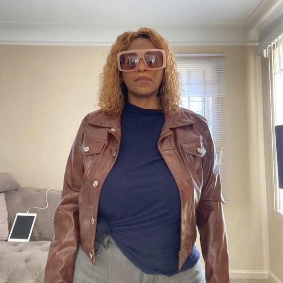 Faux Leather Denim Style Jacket - Picture 1 of 4